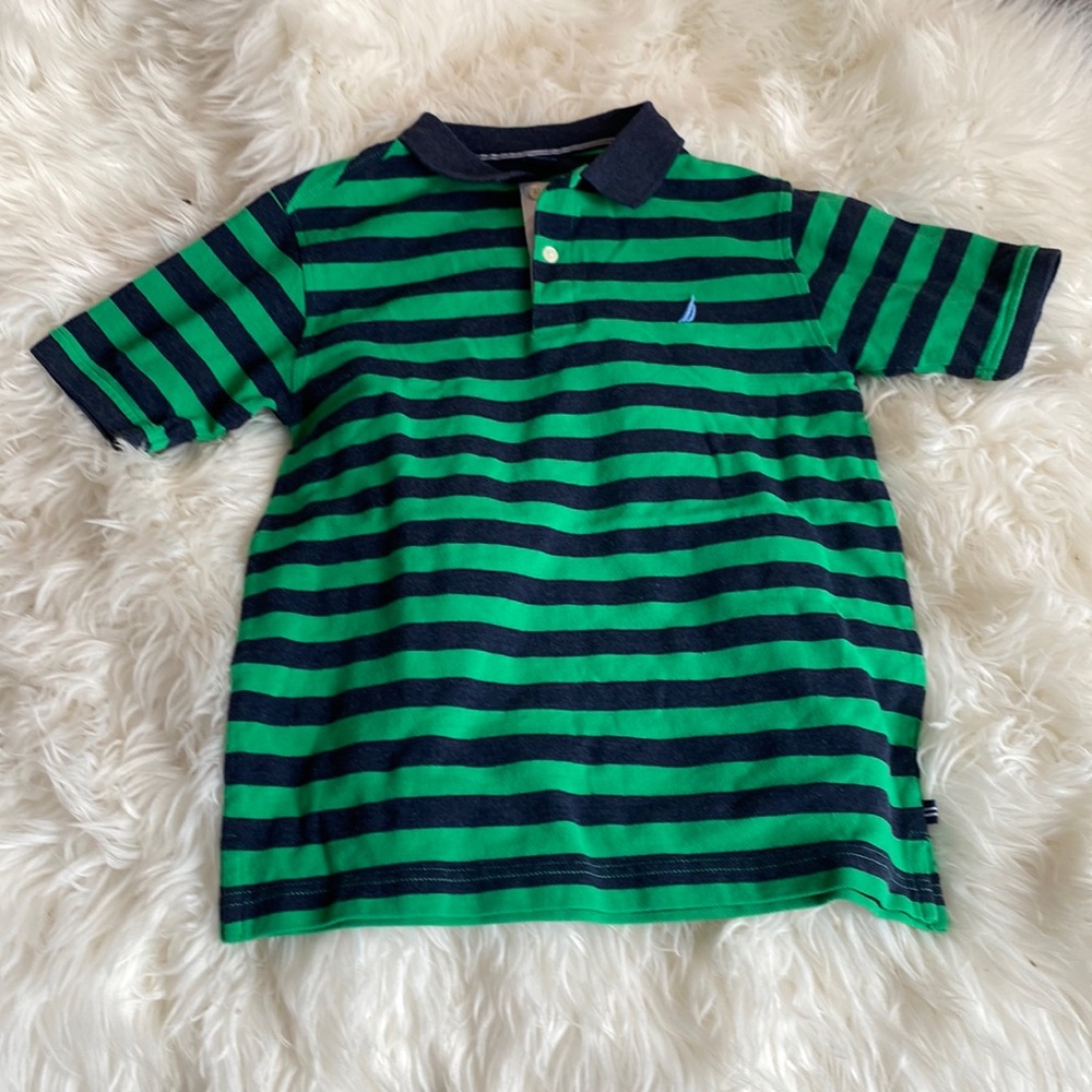 Boys green and navy blue Nautica polo shirt